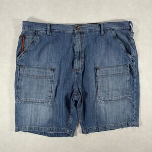 Retro Sean John Mens Size 45 Blue Denim Cargo Shorts Relaxed Fit Carpenter Y2K
